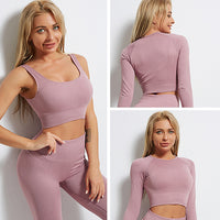 GymSet 3 pz Performance Pro Leggins + Top + Manica lunga Push-Up
