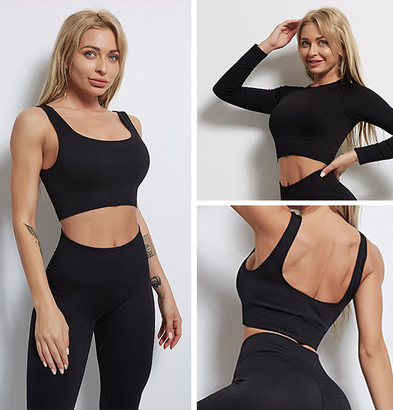 GymSet 3 pz Performance Pro Leggins + Top + Manica lunga Push-Up