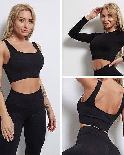 GymSet 3 pz Performance Pro Leggins + Top + Manica lunga Push-Up