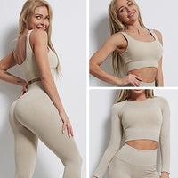 GymSet 3 pz Performance Pro Leggins + Top + Manica lunga Push-Up