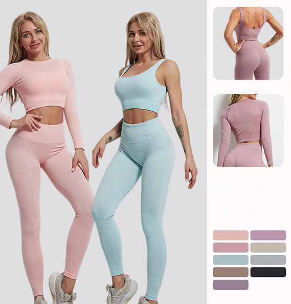 GymSet 3 pz Performance Pro Leggins + Top + Manica lunga Push-Up