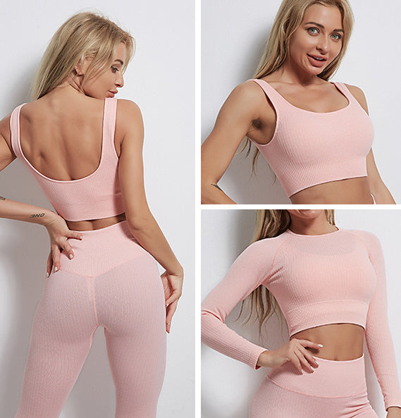 GymSet 3 pz Performance Pro Leggins + Top + Manica lunga Push-Up