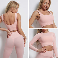 GymSet 3 pz Performance Pro Leggins + Top + Manica lunga Push-Up
